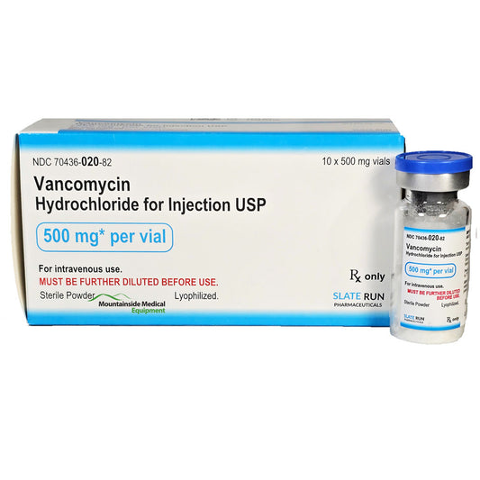 Vancomycin Injection 500 mg Antibiotic by Slate Run 10/Pack (RX)