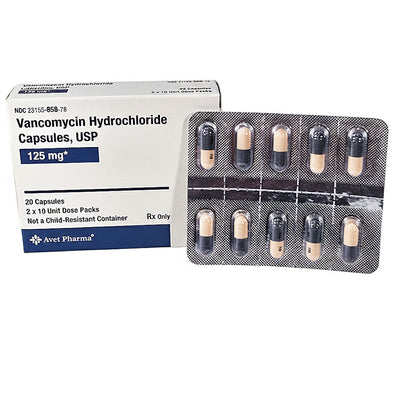 Vancomycin Hydrochloride Capsules 125 mg USP 20 Count (RX)