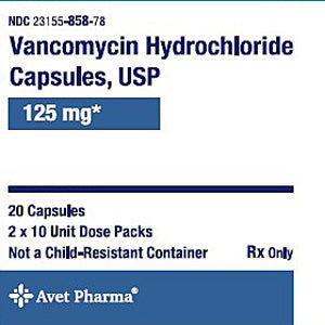 Vancomycin Hydrochloride Capsules 125 mg USP 20 Count (RX)