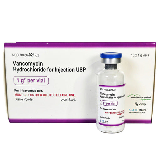 Vancomycin Injection 1 gram Vial, Preservative Free 10/Box (RX)