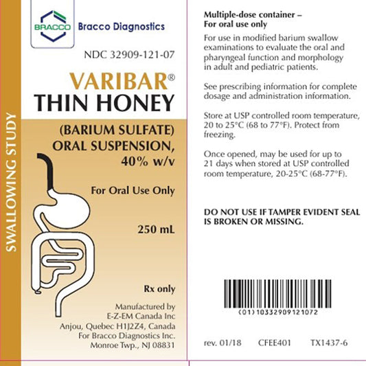 Varibar Thin Honey Barium Sulfate Oral Suspension 40% w/v 250 mL, 12/Case