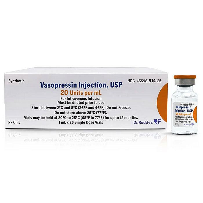 Vasopressin Injection 20 Units Per mL, Single-Dose Vials 1 mL x 10/Box (RX)