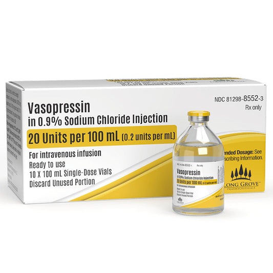 Vasopressin in 0.9% Soldium Chloride Injection Vials, 20 Units Per 100 mL, 10/Box (RX)