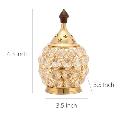 Craftvatika Gold Toned Brass Decorative Akhand Diya Oil Lamp