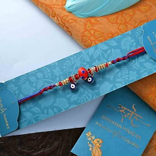 Evil Eye Beads Rakhi & Handmade Chocolate Tray Combo
