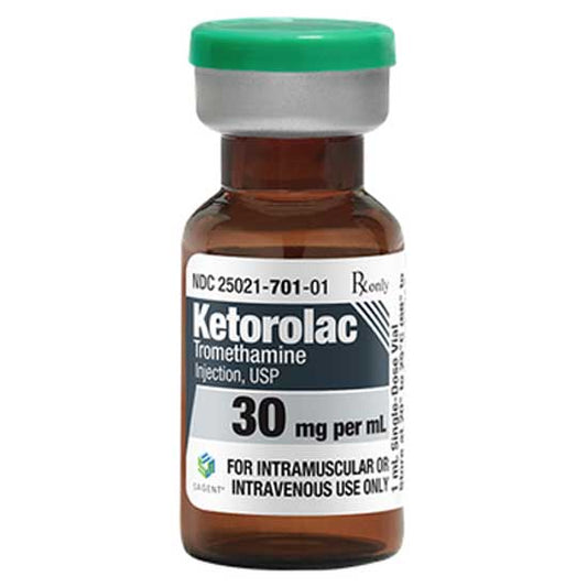 Ketorolac Tromethamine Injection 30 mg Per 1 mL Vials x 25 Pack (Rx)