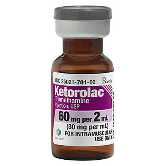 Ketorolac Tromethamine Injection 60 mg Per 2 mL Vials (Rx)