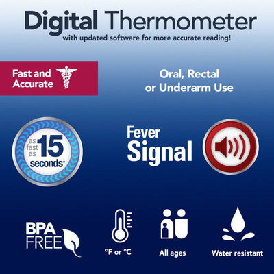 Vicks Digital Thermometer with Fever Alert, 15 Second Results, BPA Free