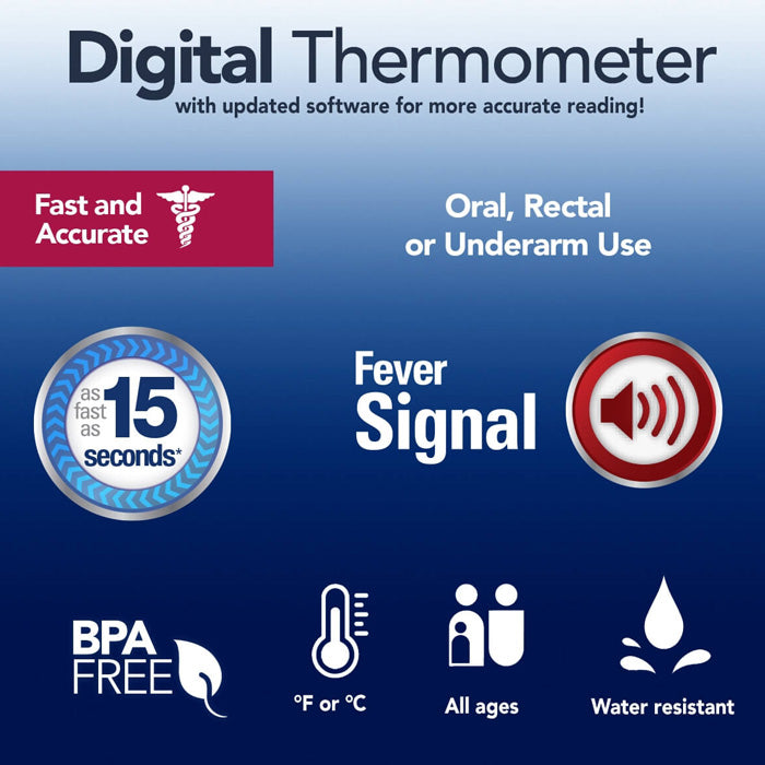 Vicks Digital Thermometer with Fever Alert, 15 Second Results, BPA Free