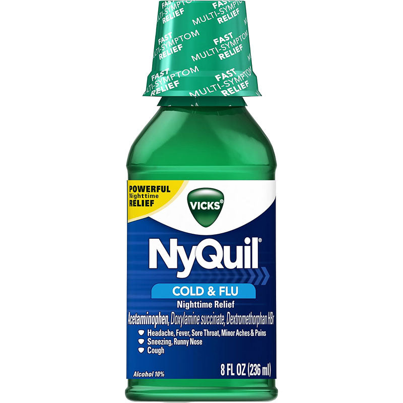 Vicks Nyquil Cold  Flu Nighttime Relief Medicine Liquid 8 oz