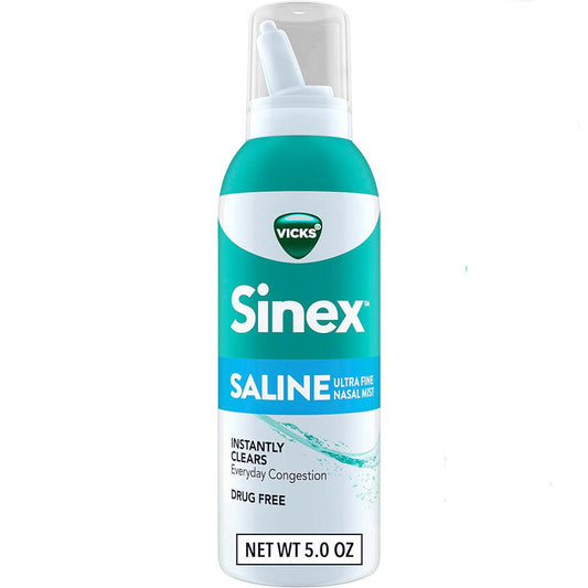 Vicks Sinex Moisturizing Saline Nasal Spray Fine Mist, Instantly Clears