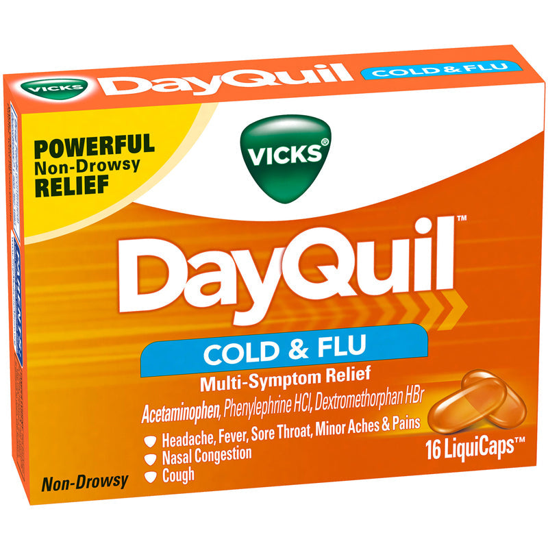 Vicks DayQuil Cold & Flu Multi-Symptom Daytime Relief LiquiCaps 16 Count