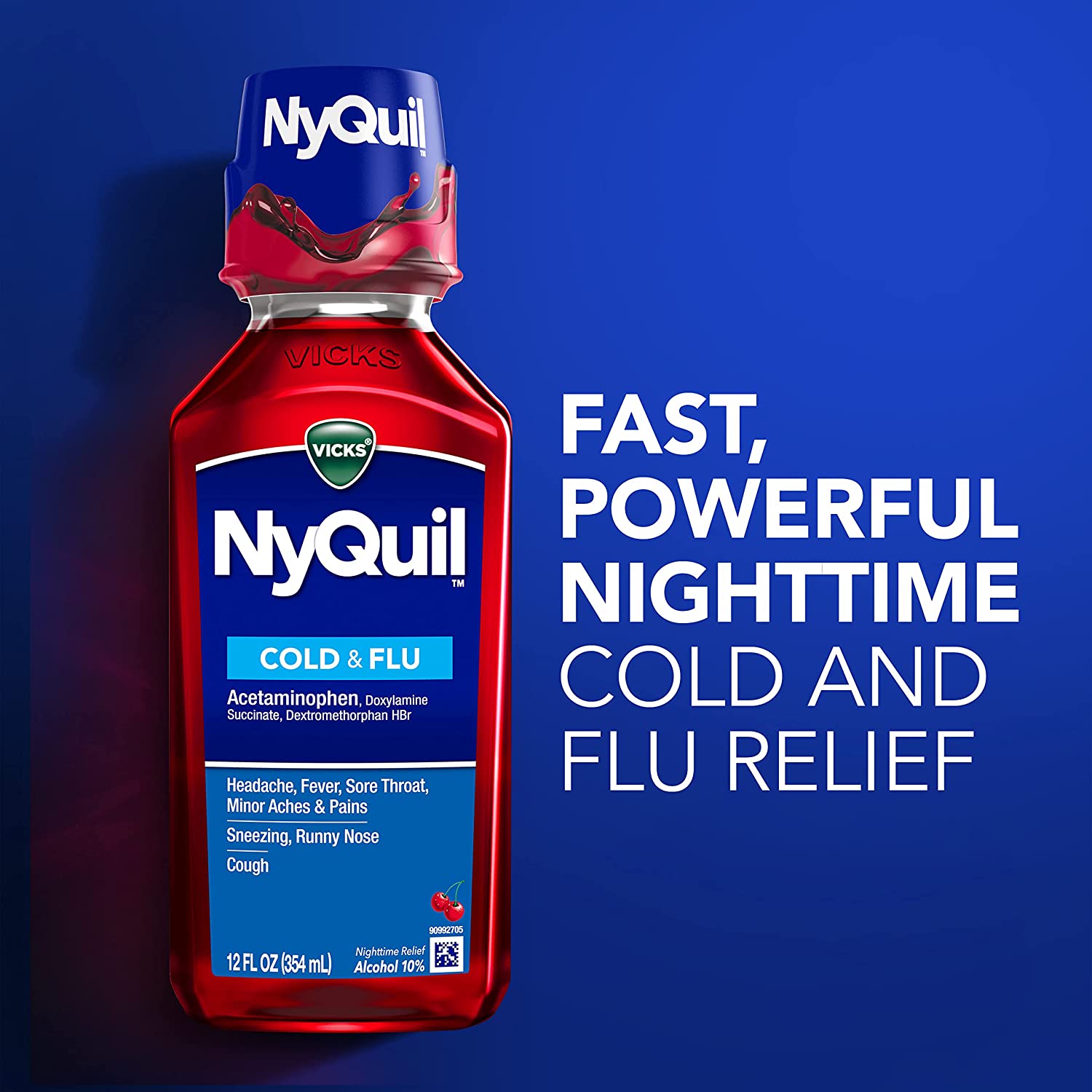 Vicks Nyquil Cold and Flu Medicine Cherry Flavor 8 oz