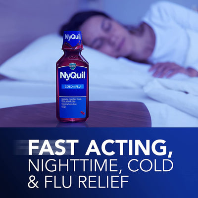 Vicks Nyquil Cold and Flu Medicine Cherry Flavor 8 oz