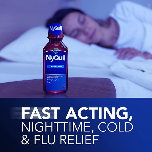 Vicks Nyquil Cold and Flu Medicine Cherry Flavor 8 oz