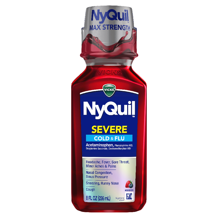 Vicks Nyquil Severe Cold & Flu Nighttime Liquid Berry 8 oz