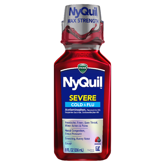 Vicks Nyquil Severe Cold & Flu Nighttime Liquid Berry 8 oz
