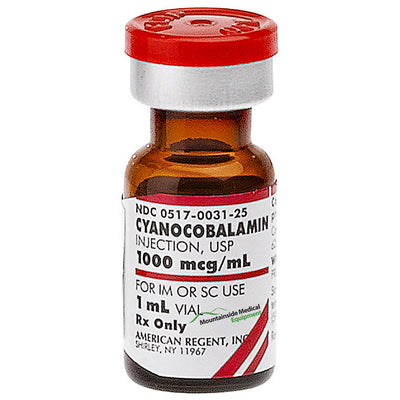 Vitamin B12 Injection Cyanocobalamin 1000 mcg/mL 25/Pack (Rx)