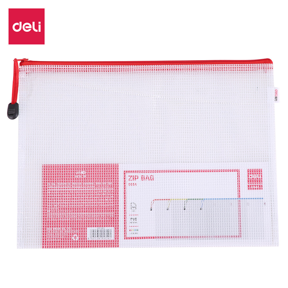 Deli W5654 Pvc Mesh Zip Bag A4 Astd 10 - Color May Vary