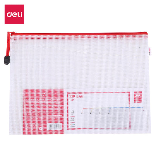 Deli W5654 Pvc Mesh Zip Bag A4 Astd 10 - Color May Vary