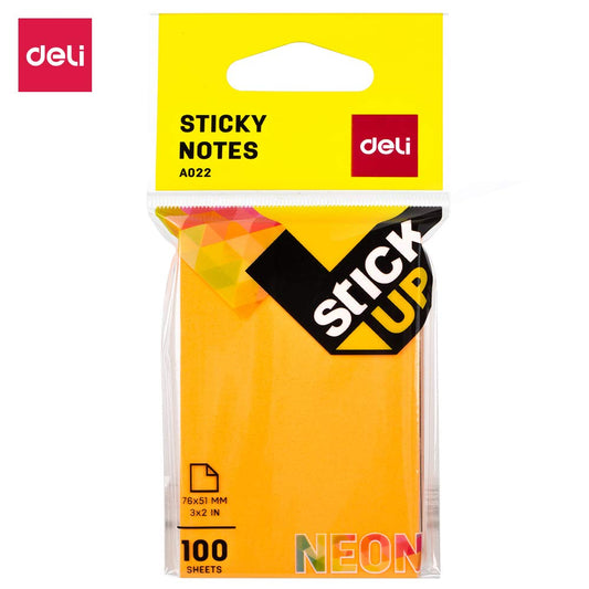 Deli Wa02202 Sticky Notes 3 X 2 Neon - Color May Vary