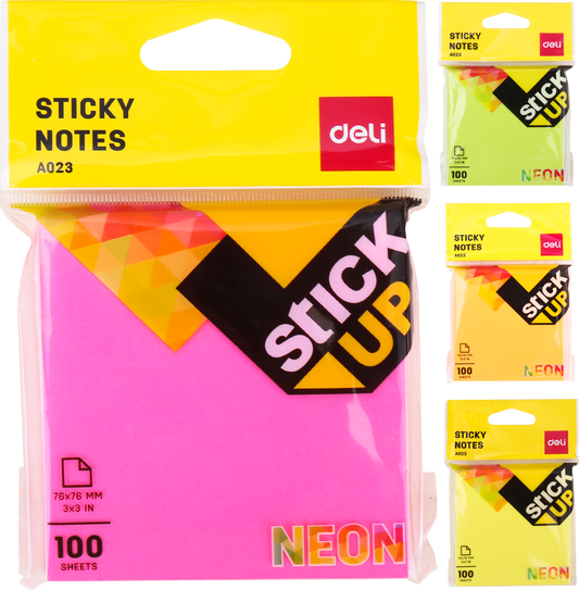 Deli Wa02302 Sticky Notes 3 X 3 Neon - Color May Vary