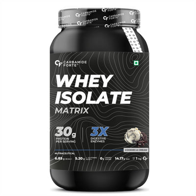 Carbamide Forte Whey Isolate Matrix Protein Powder - 1kg - Cookies and Cream Flavour