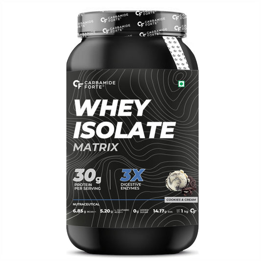 Carbamide Forte Whey Isolate Matrix Protein Powder - 1kg - Cookies and Cream Flavour