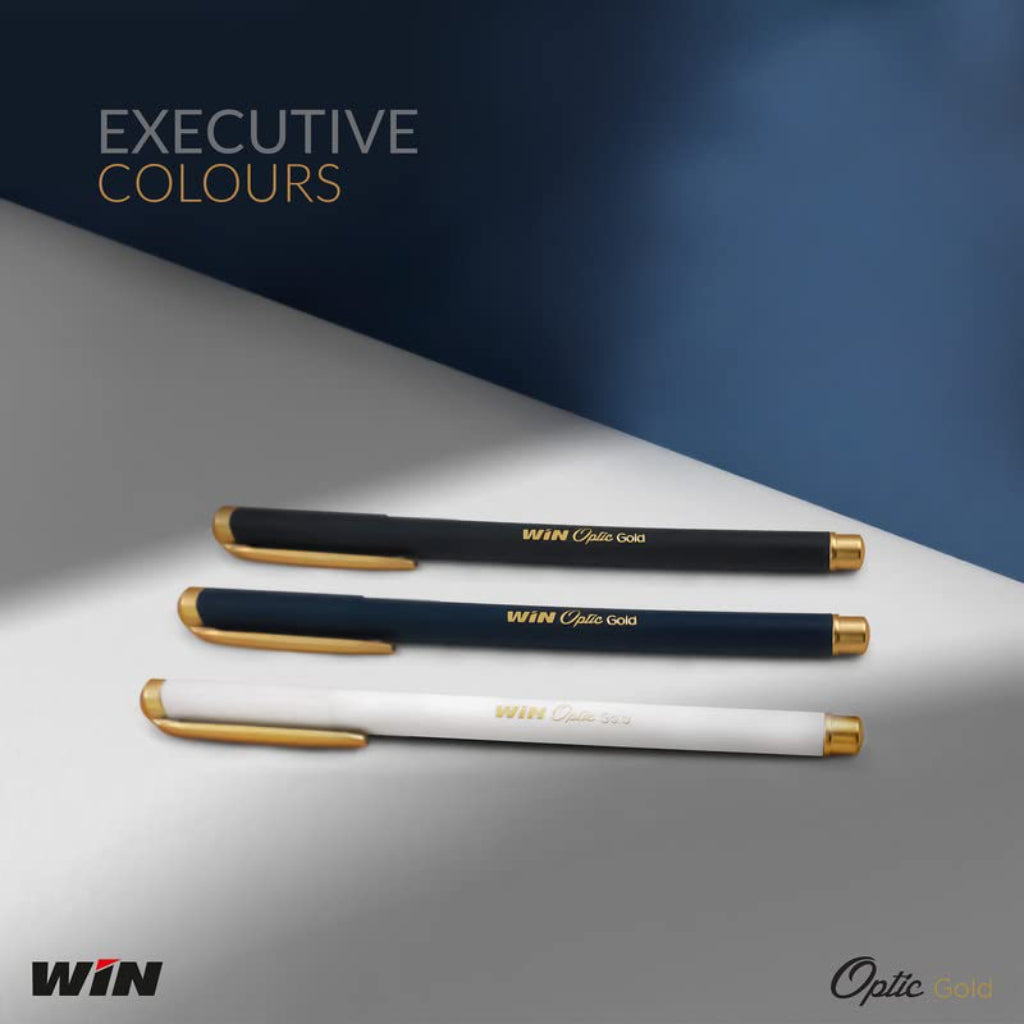 Win Optic Gold Ball Pen Blue (10 Pcs Card)
