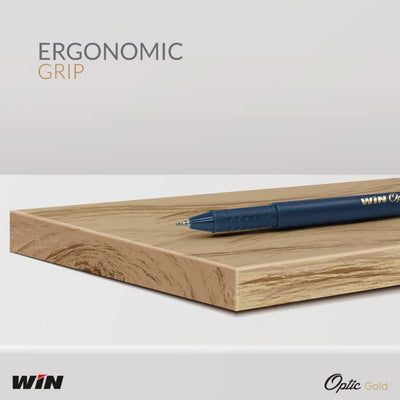 Win Optic Gold Ball Pen Blue (10 Pcs Card)