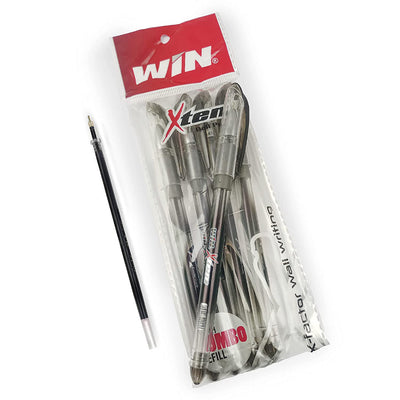 Win X-10 Ball Pen Black - 6Pcs Pouch + 1Refill Per Pack