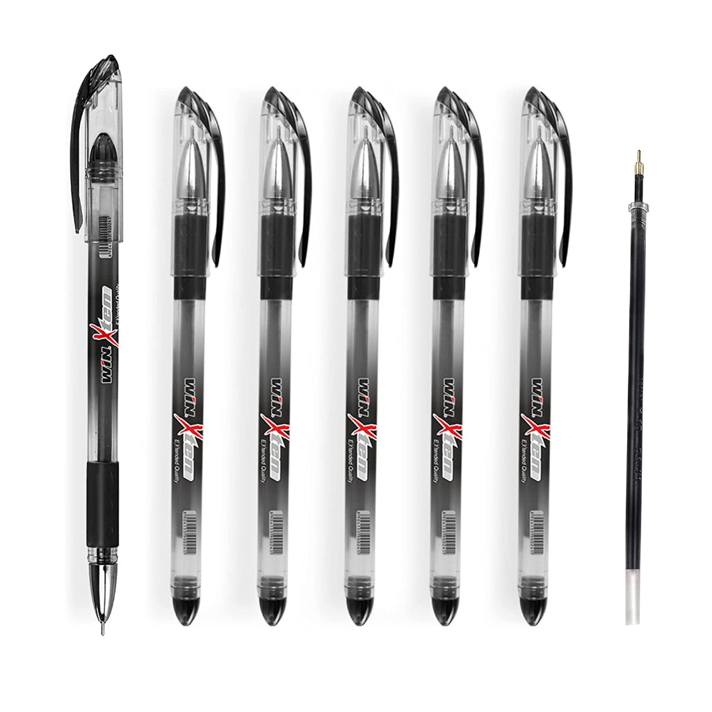 Win X-10 Ball Pen Black - 6Pcs Pouch + 1Refill Per Pack