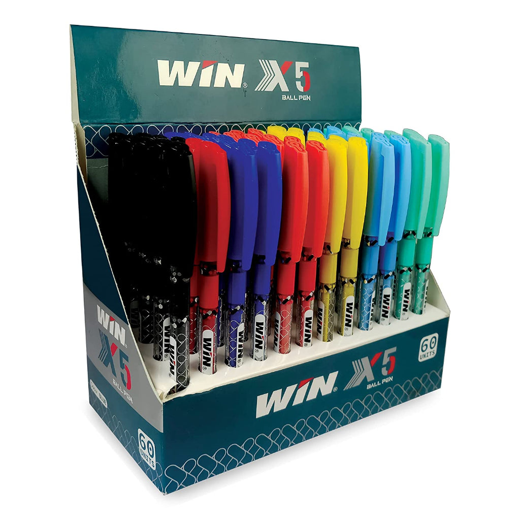 Win X5 Ball Pen 60 Pcs Dispenser ( 50 Blue, 8 Black, 2 Red)