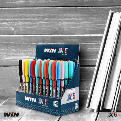 Win X5 Ball Pen 60 Pcs Dispenser ( 50 Blue, 8 Black, 2 Red)