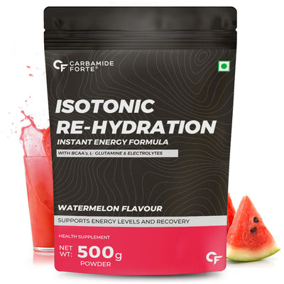 Carbamide Forte Isotonic Powder | Instant Energy Drink for Workout | Electrolyte Powder with added BCAA & L Glutamine - Watermelon Flavour - 500g (Pack of 1)