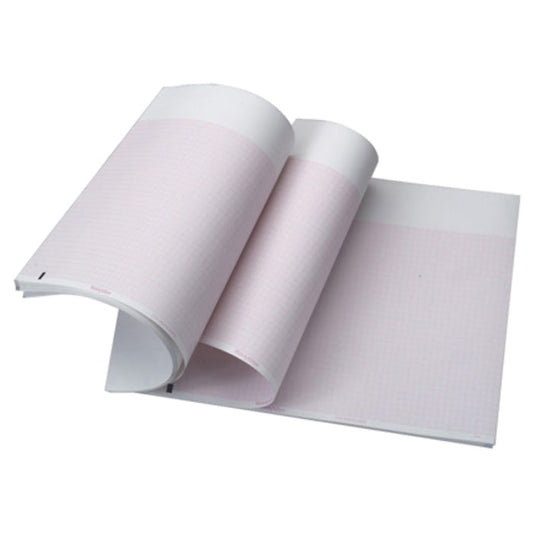 Welch Allyn ECG Monitor Recording Chart Paper Z-Fold Red Grid, 8.5 x 11" 200 Sheets