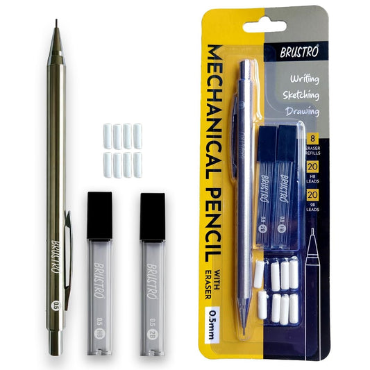 BRUSTRO Ruled Notebook with Rollerball Pens, Mechanical Pencils, Clip Box Set, 13 Pocket Expanding File Folder &amp; Copytinta Soft Shade&nbsp;Single&nbsp;Pack (40 Sheets)&nbsp;Combo | Perfect Gift for Office,Teachers