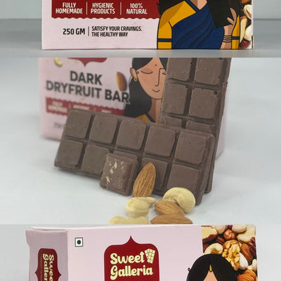 Sweet Galleria Dark Dryfruit Chocolate Bar Homemade - 250 gms