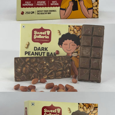 Sweet Galleria Dark Peanut Chocolate Bar Homemade - 250 gms