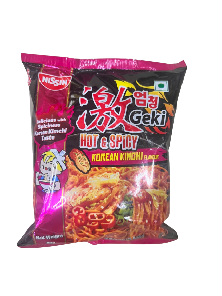 25x Nissin Geki Hot And Spicy Korean Kimchi Flavor Noodles - Pack of 25 - 80G each