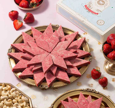 Parsi Dairy Farm White Chocolate Strawberry Kaju Katli  - 500 gms