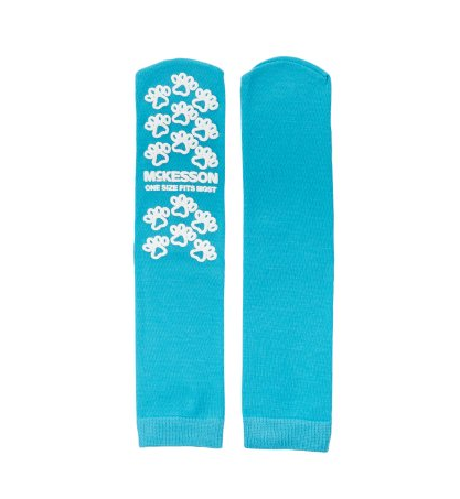 Slipper Socks, Paw Prints® One Size Fits Most Teal Above the Ankle