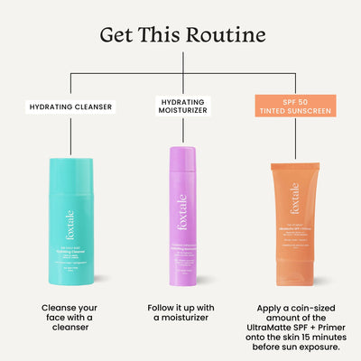Foxtale Tinted Sunscreen SPF 50 PA++++ & Primer Shade 1 - Deep, Water Resistant with Dry-Touch Finish, Blurs Out Pores