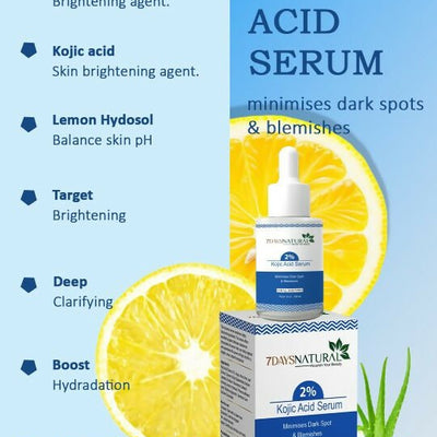 7 Days 2% Kojic Acid Face Serum with Niacinamide for Dark Spots Pigmentation