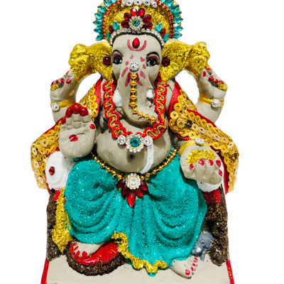 Eco-Friendly Ganesh Idol Small (Non-Toxic Colors) With Kumkum & Akshat