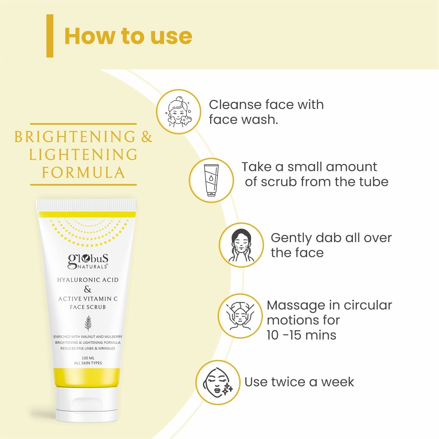 Globus Naturals Hyaluronic Acid & Vitamin C Anti Ageing Face Scrub