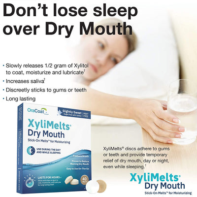 XyliMelts Stick-On Melts for Dry Mouth Moisturizing 40 Count