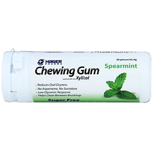 Xylitol Chewing Gum to Increase Saliva for Dry Mouth Treatment, Spearmint, Sugar Free 30 Count