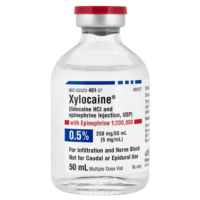 Xylocaine 0.5% with Epinephrine 1:200,000 Injection 50 mL Vials 25/Tray (Rx)