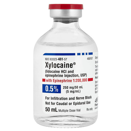 Xylocaine 0.5% with Epinephrine 1:200,000 Injection 50 mL Vials 25/Tray (Rx)